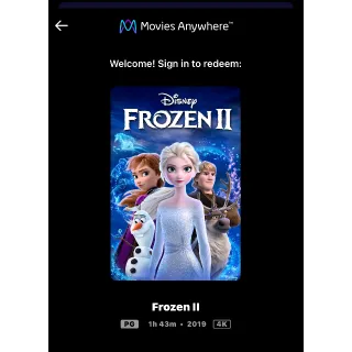 Frozen 2 (2019) / lwzx🇺🇸 / 4K UHD MOVIESANYWHERE 