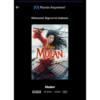 Mulan (2020) / 67oi🇺🇸 / HD MOVIESANYWHERE