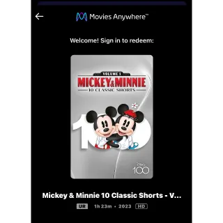 Mickey & Minnie 10 Classic Shorts (Vol 1) / 🇺🇸 / HD MOVIESANYWHERE 