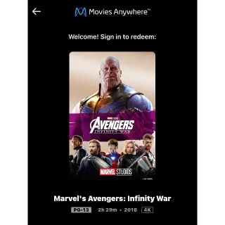 Avengers: Infinity War (2018) / spql🇺🇸 / 4K UHD MOVIESANYWHERE 