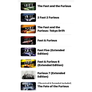 FAST & FURIOUS 8-Movie / hek1🇺🇸 / HD MOVIESANYWHERE 