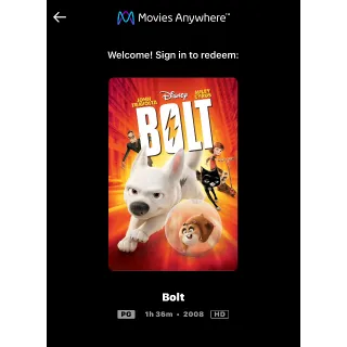 Bolt (2008) / 🇺🇸 / HD MOVIESANYWHERE 