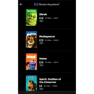 DREAMWORKS 10-Movie Collection / 6up5🇺🇸 / HD MOVIESANYWHERE