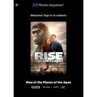 Rise of the Planet of the Apes (2011) / 🇺🇸 / HD MOVIESANYWHERE 