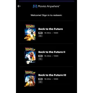 BACK TO THE FUTURE (1/2/3) Trilogy / dp66🇺🇸 / 4K UHD MOVIESANYWHERE