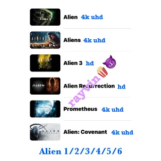ALIEN 6-Movie Collection / 🇺🇸 / 4K UHD ITUNES + HD ITUNES / must read before purchase
