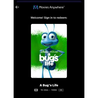 A Bug's Life (1998) / ‘’🇺🇸 / 4K UHD MOVIESANYWHERE, 4K UHD VUDU