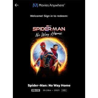 Spider-Man: No Way Home (2022) / 92w2🇺🇸 / HD MOVIESANYWHERE