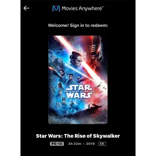 Star Wars Episode 9 - THE RISE OF SKYWALKER (2019) / dty2🇺🇸 / 4K UHD MOVIESANYWHERE 