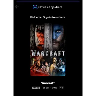 Warcraft (2016) / 🇺🇸 / 4K UHD MOVIESANYWHERE