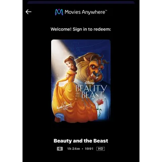 Beauty and the Beast (1991) / cuay🇺🇸 / HD MOVIESANYWHERE 