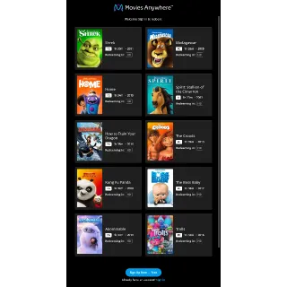 DREAMWORKS 10-Movie Collection / w611🇺🇸 / HD MOVIESANYWHERE