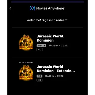 Jurassic World Dominion (2022) / 04l6🇺🇸 / HD MOVIESANYWHERE