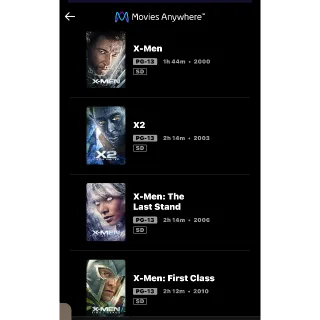 X-MEN 4-Movie / X-Men + X2 + The Last Stand + First Class / 🇺🇸 / SD MOVIESANYWHERE, SD VUDU