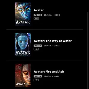 Avatar: Fire and Ash, Avatar Way of Water, Avatar / 🇺🇸 / HD MOVIESANYWHERE