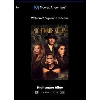 Nightmare Alley (2021) / 🇺🇸 / HD MOVIESANYWHERE