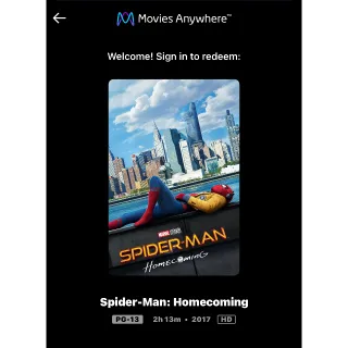 Spider-Man: Homecoming (2017) / tc81🇺🇸 / HD MOVIESANYWHERE 