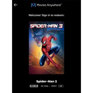 Spider-Man 3 (2007) / 5u05🇺🇸 / 4K UHD MOVIESANYWHERE