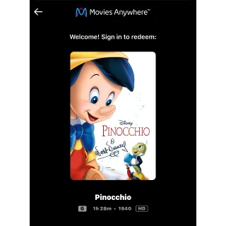 Pinocchio (1940) / e5cw🇺🇸 / HD MOVIESANYWHERE 