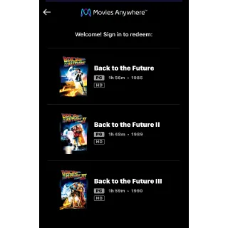 BACK TO THE FUTURE TRILOGY / 🇺🇸 / Back To The Future 1, 2, 3 / HD MOVIESANYWHERE