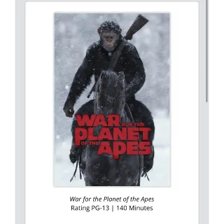 War for the Planet of the Apes (2017) / xhkp🇺🇸 / 4K UHD ITUNES