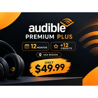 Audible Premium Plus 12 Month Gift Code | 12 Credits | USA | Audiobooks