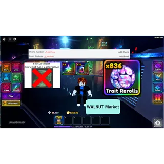 Starter LVL53 | 59000 Gems 836 Trait Rerolls | Anime Paradox | Unverify  [Instant Delivery]