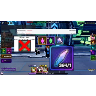 Starter LVL59 | 80000 Gems 364 Trait Rerolls | Anime Vanguards | [Instant Delivery]