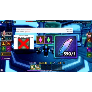 Starter LVL59 | 115000 Gems 590 Trait Rerolls | Anime Vanguards | [Instant Delivery]