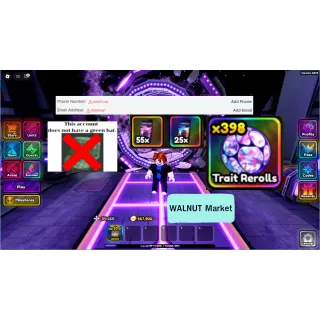 Starter LVL52 | 54000 Gems 398 Trait Rerolls | Anime Paradox |[Instant Delivery]