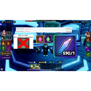 Starter LVL58 | 100000 Gems 292 Trait Rerolls | Anime Vanguards | [Instant Delivery]