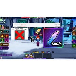 Starter LVL53 | 100000 Gems 586 Trait Rerolls | Anime Vanguards | [Instant Delivery]