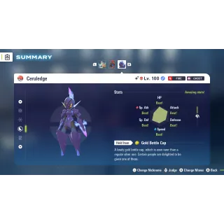 Shiny Alpha Ceruledge 6 IV level 100 for Pokemon Legends ZA + free Golden Bottle cap