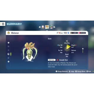 Malamar Alpha Shiny level 100 Fully EV Trained w/ moveset 6 IV Online Battle Ready for Pokémon Legends ZA