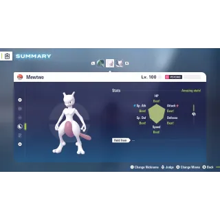 Mewtwo Adamant EV trained 6 IV Battle Ready level 100 for Pokemon Legends ZA + free Golden Bottle cap