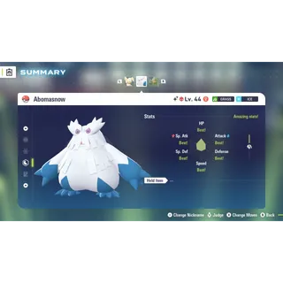 Shiny Alpha Abomasnow Modest Nature 6 IV for Pokemon Legends ZA
