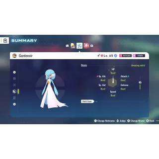 Shiny Alpha Gardevoir Modest Nature 6 IV for Pokemon Legends ZA