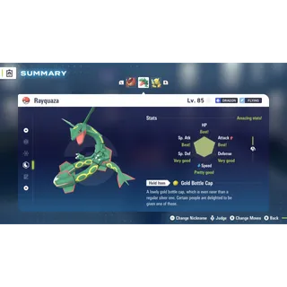 Rayquaza 6 IV level 100 for Pokemon Legends ZA + free Golden Bottle cap