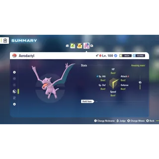 Aerodactyl Alpha Shiny level 100 Fully EV Trained w/ moveset 6 IV Online Battle Ready for Pokémon Legends ZA