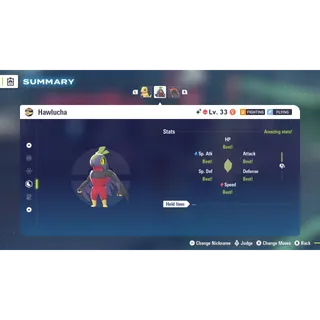 Shiny Alpha Hawlucha Jolly Nature 6 IV for Pokemon Legends ZA