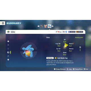 Shiny Alpha Gible Adamant Nature Fully Trained 6 IV for Pokemon Legends ZA