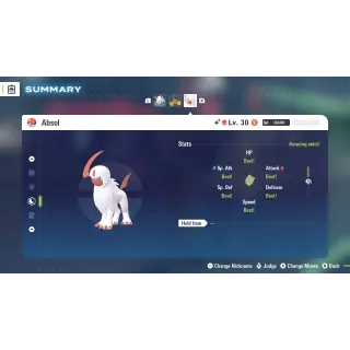 Shiny Alpha Absol Adamant Nature 6 IV for Pokemon Legends ZA