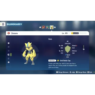 Zeraora 6 IV level 100 for Pokemon Legends ZA + free Golden Bottle cap