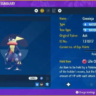 Ash's Greninja (Battle Bond) Battle Ready Max Stats