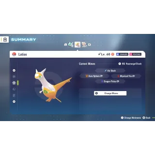 Shiny Latias Modest 6 IV Battle Ready level 100 for Pokemon Legends ZA + free Golden Bottle cap
