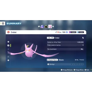 Shiny Crobat 6 IV level 100 for Pokemon Legends ZA + free Golden Bottle cap