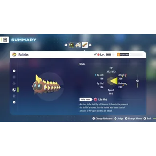 Falinks Alpha Shiny level 100 Fully EV Trained w/ moveset 6 IV Online Battle Ready for Pokémon Legends ZA