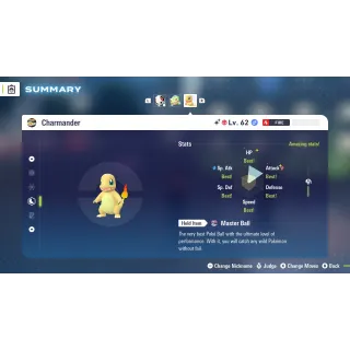 Shiny Alpha Charmander Adamant Nature Fully Trained 6 IV for Pokemon Legends ZA