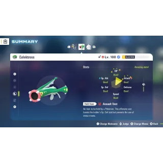 Elektross Alpha Shiny level 100 Fully EV Trained w/ moveset 6 IV Online Battle Ready for Pokémon Legends ZA