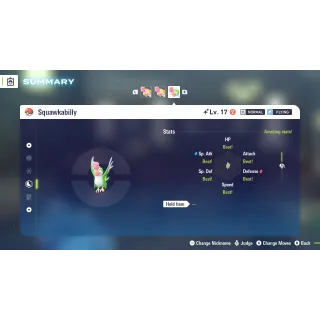 Shiny Squawkbilly Green Adamant Nature 6 IV for Pokemon Legends ZA